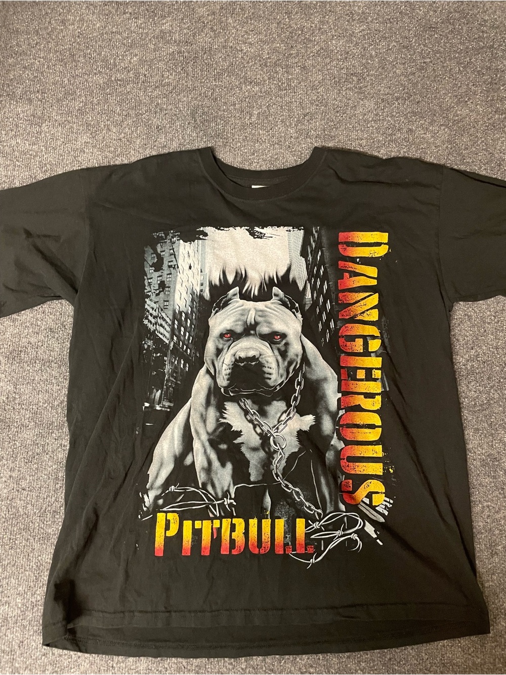 Black 'Dangerous' Pitbull Graphic Short-Sleeve Tee